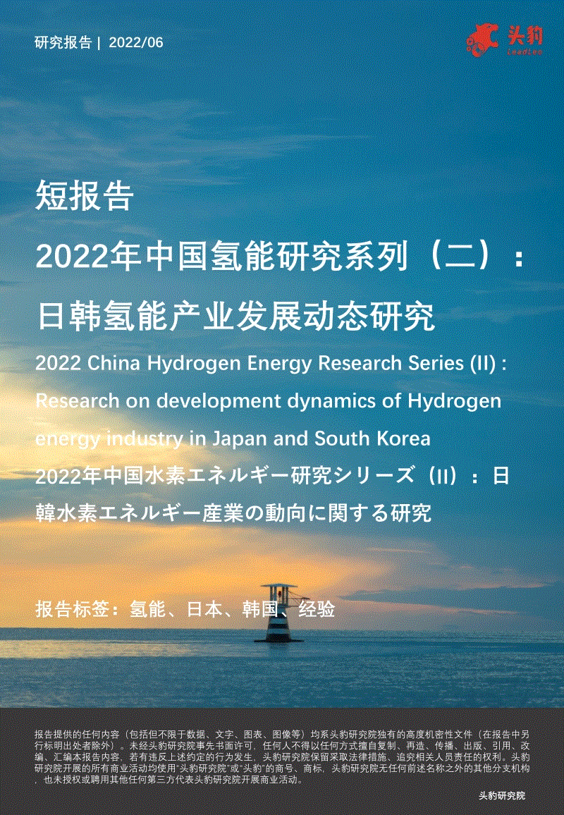 2022年中国氢能研究系列（二）：日韩氢能产业发展动态研究-头豹研究院.pdf