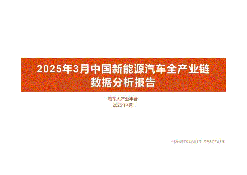 2025年3月中国新能源汽车全产业链数据分析报告